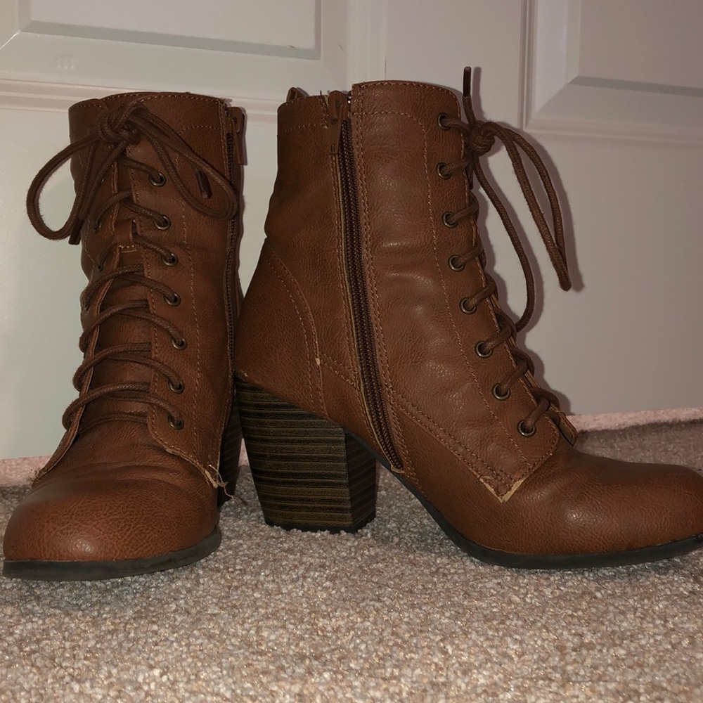 Brown heeled booties